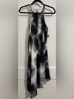 Rachel Roy Black and White High-Low Halter Dress